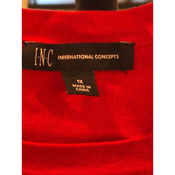 INC International Concepts Rhinestone Tunic Sweater in Red – NWT Size 1X - Picture 4 of 6